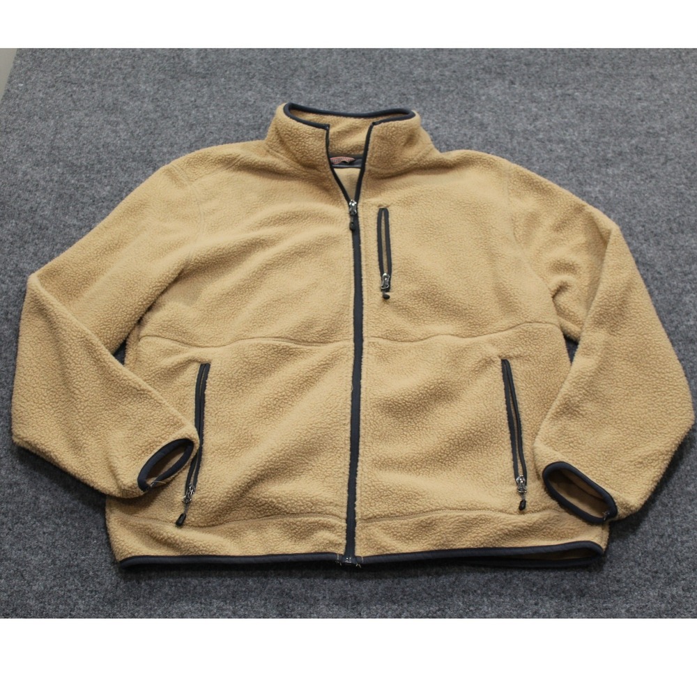Free Country‎ Mens Camel Fleece Full Zip Jacket 520-MOF2813S Large L/G 42-44